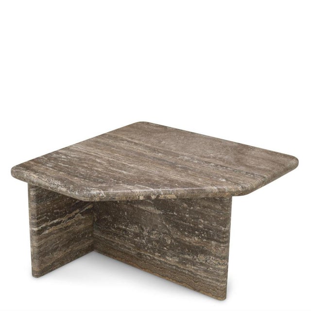 Stone Large Free Form Coffee Table in Silver Travertine Finish For Sale - Image 7 of 11