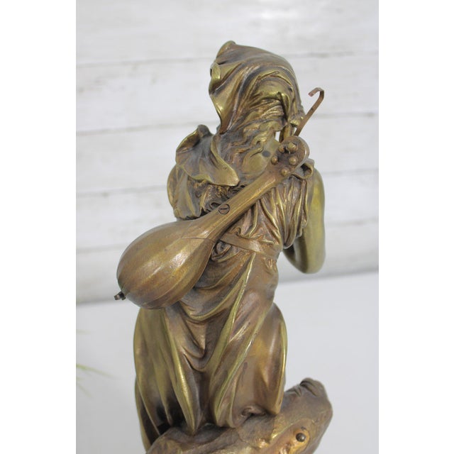 Antique 19th Century French Gilt Bronze Sculpture - Au Clair De La Lune by Eutrope Bouret - Signed 17-Inch Belle Epoque Figurine For Sale In Portland, ME - Image 6 of 14