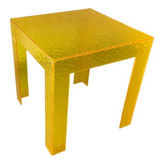 1980’s Bright Yellow Acrylic Side Table For Sale