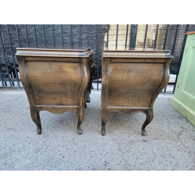 1970s Two French Provincial Style Wood Bombay Nightstands. For Sale - Image 9 of 18