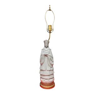 Antique Goddess Celadon Table Lamp: Guan Yin