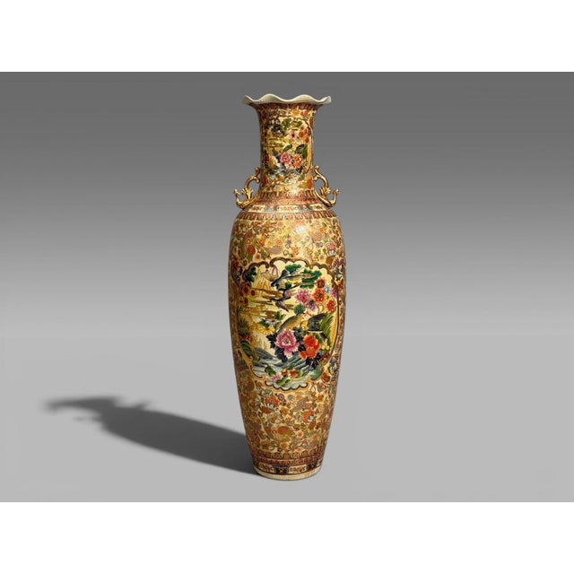 Chinese Rose Medallion, Monumental Floor Vase, Porcelain, Gilt, China, 20th c. A monumental floor vase likely dating to...