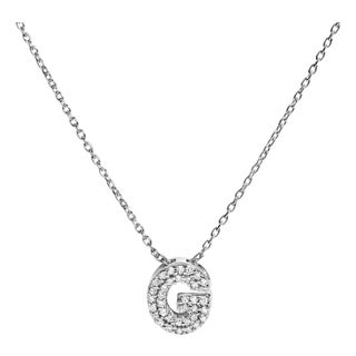 10K White Gold Diamond Accent "G" Initial Bubble Pendant Necklace For Sale