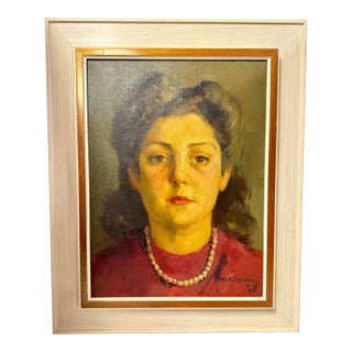 1948 Jan Korthals Dutch Portrait of a Woman Oil Painting For Sale