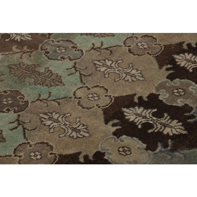 Vintage Distressed Runner Rug, Earthy Tones Geometric Floral Motifs – Rug & Kilim For Sale In New York - Image 6 of 8