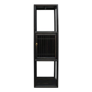 Chinese Black Slim Narrow Open Display Storage Corner Cabinet For Sale