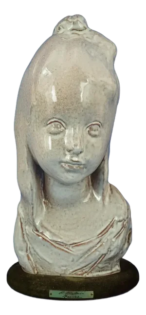 20th Century Majolica Bust of a Girl by Pietro Melandri for Matteucci, Italy