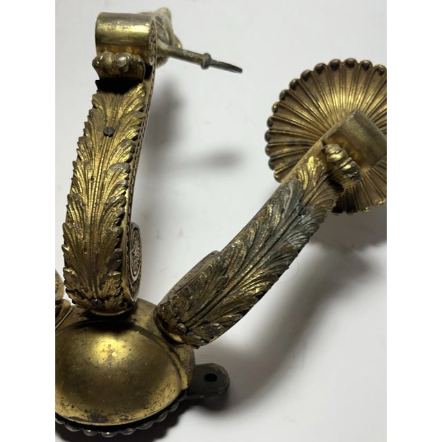 19thc French Louis XVI Gilt Bronze Gas Conversion Wall Sconce For Sale - Image 12 of 14
