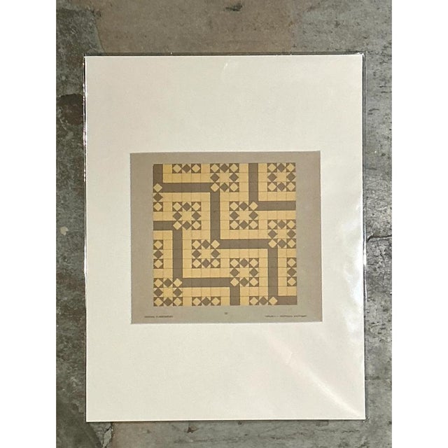 Mid-Century Modern Vintage Geometric Tile Pattern Serigraph For Sale - Image 3 of 12