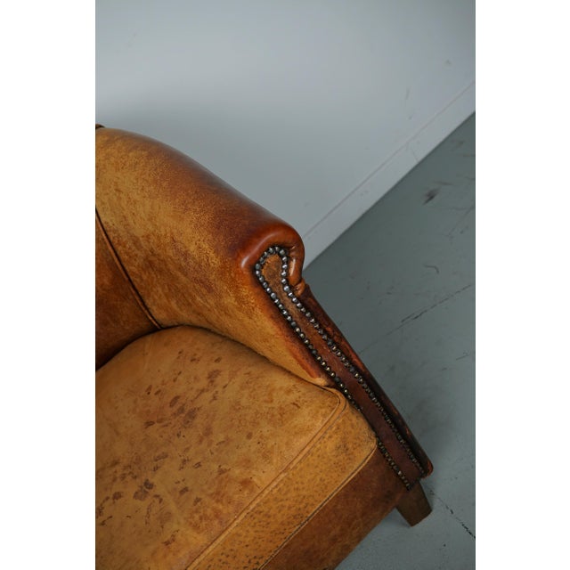 Vintage Dutch Cognac Colored Leather Club Chair For Sale - Image 3 of 16