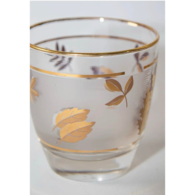 Libbey Glass Co. Vintage Libbey Frosted & Golden Foliage Cocktail Glasses Set of 4 For Sale - Image 4 of 10