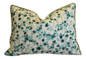Designer Green Ivy Floral Botanical Feather/Down Pillow 24" X 18"