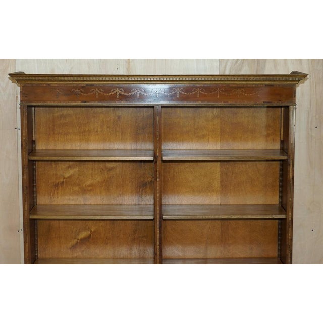 Sheraton Revival Satinwood, Burr Walnut & Yew Wood Library Bookcases, Set of 2 For Sale - Image 4 of 18