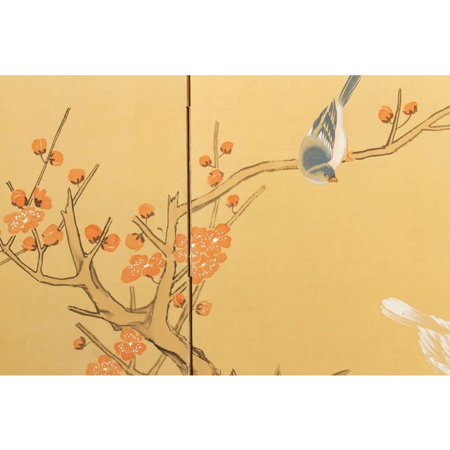 Vintage Japanese Kacho-Ga Painted Folding Screen For Sale In Los Angeles - Image 6 of 9