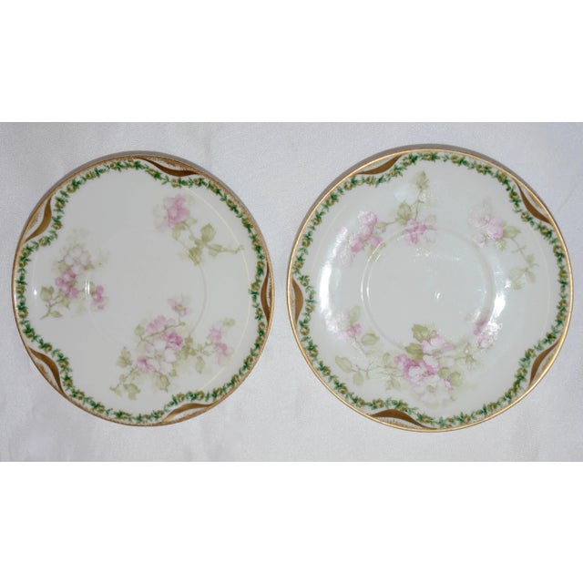 Mid-Century Modern Pair of Haviland & Co. Limoges France Cream Soup Bowl and Saucer Apple Blossom For Sale - Image 3 of 11