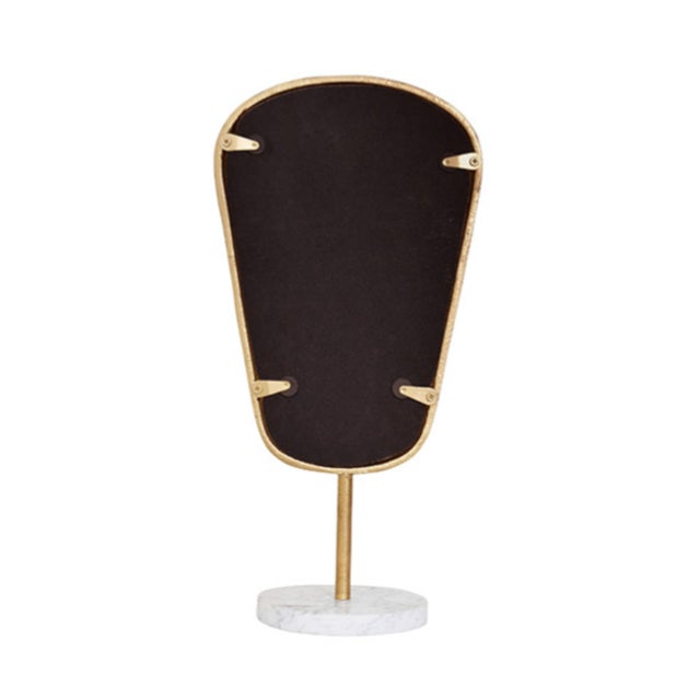 Worlds Away Matthew Izzo Home Micah Small Aged Gold Table Top Mirror on Marble Pedestal Stand For Sale - Image 4 of 5