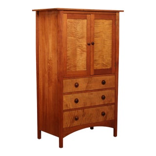 Stickley Mission Collection Cherry And Tiger Maple Armoire For Sale
