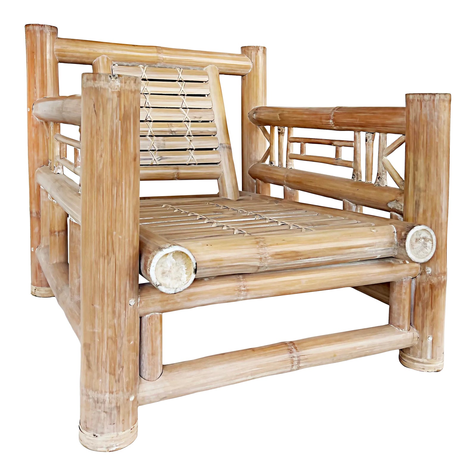 Antonio Budji Layug Style Vintage Coastal Bamboo Chair | Chairish