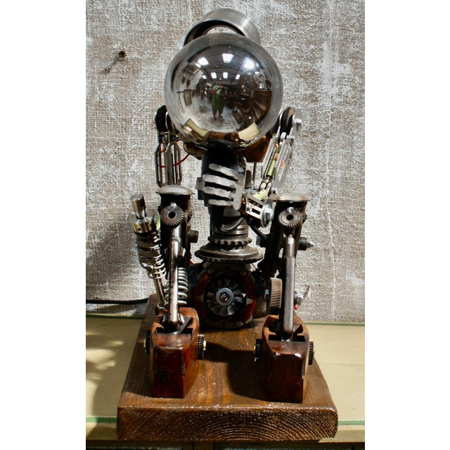 Vintage Custom Steampunk Robot Lamp by Simon Smith, 1950 For Sale - Image 3 of 9