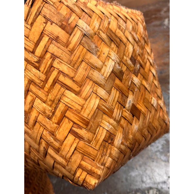 Boho Chic Vintage Handwoven Wicker Baskets, Set of Three For Sale - Image 3 of 12