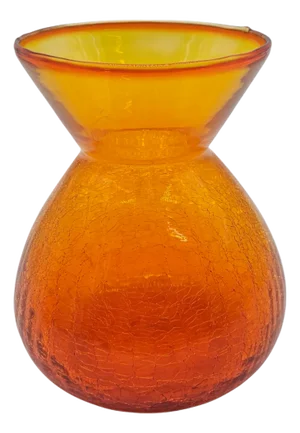 Mid-Century Amberina Tangerine Crackle Glass Vase – Stout Hourglass Modern Art Form