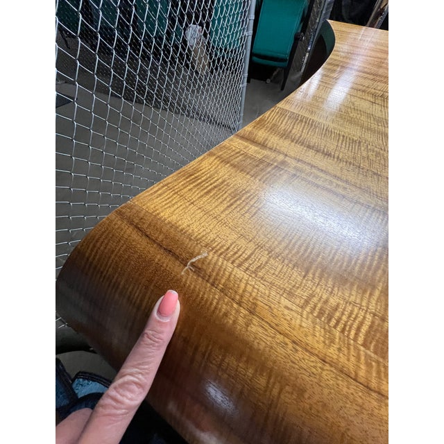 1970s Vladimir Kagan Curved Executive Desk With Exotic Wood Top and Waterfall Sides For Sale - Image 10 of 18