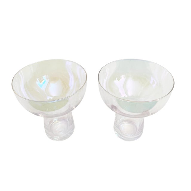 1950s 1950s Mid-Century Modern Iridescent Optic Martini Cocktail Glasses - Set of 2 For Sale - Image 5 of 5