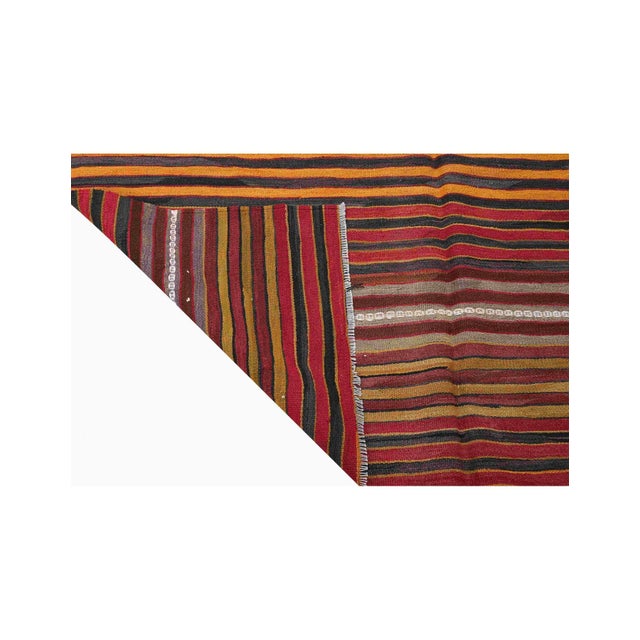 1960s Striped Vintage Turkish Kilim Rug - 5`1" X 11`7" For Sale - Image 5 of 6