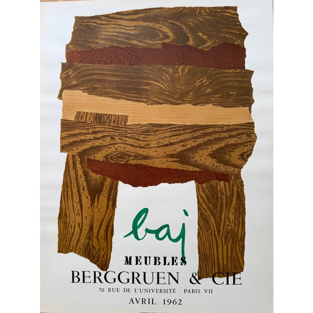 Brown Meubles Exhibition Poster by Enrico Baj, France, 1960s For Sale - Image 8 of 8