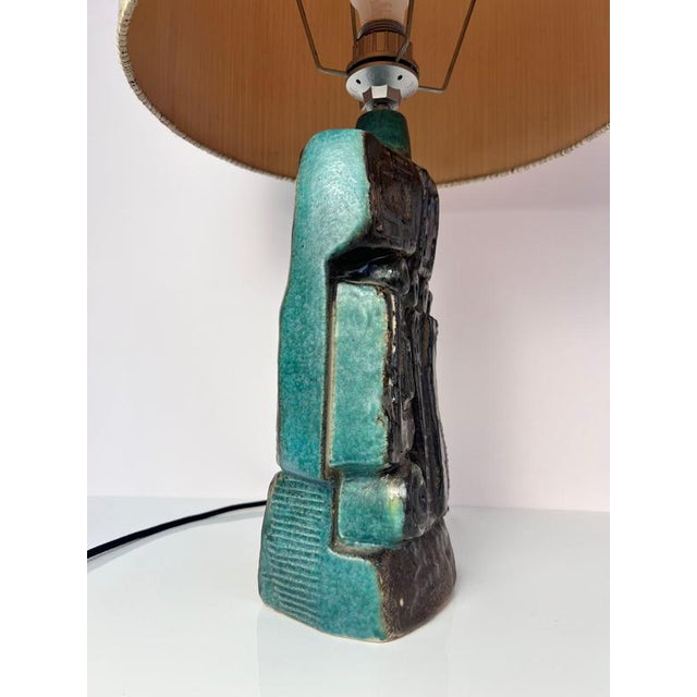 Ceramic Turquoise Beige Ceramic Table Lamp by Bernard Rooke For Sale - Image 7 of 11
