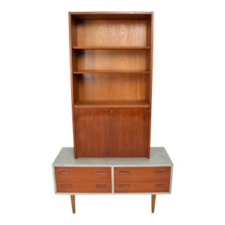 1970s Scandinavian Teak Cabinet & Bookcase For Sale