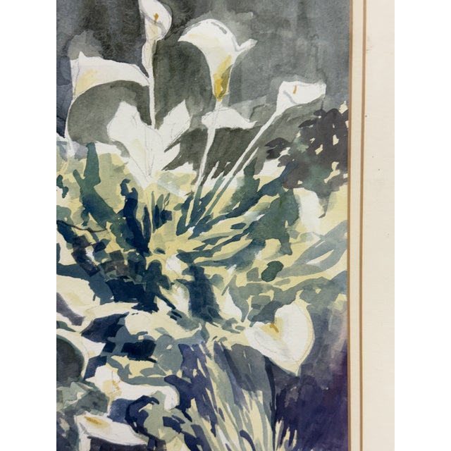 Paint Ann Cunningham Calla Lillies Framed Watercolor, Circa 1997 For Sale - Image 7 of 11
