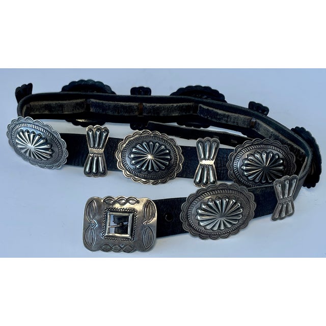 Rustic 1930s Antique Silver 13 Concho Belt For Sale - Image 3 of 3