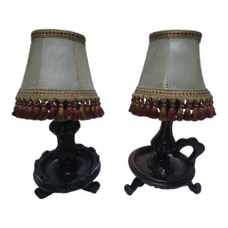 Wooden Table Lamps, 1940s, Set of 2 For Sale