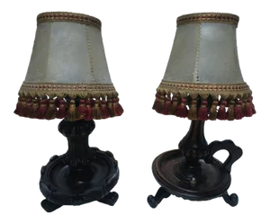 Wooden Table Lamps, 1940s, Set of 2