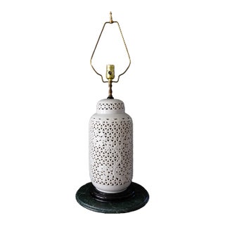1960s Pierced Porcelain Blanc De Chine Ginger Jar Lamp For Sale