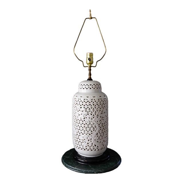 1960s Pierced Porcelain Blanc De Chine Ginger Jar Lamp For Sale