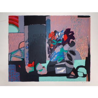 Gabriel Godard, Nature morte au bouquet multicolore, Lithograph For Sale