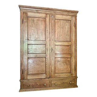 19th Century European Pine Wardrobe Cupboard For Sale