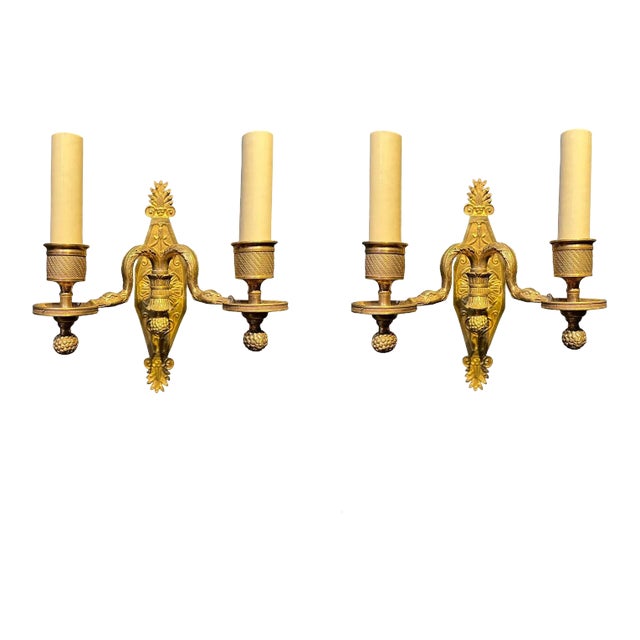 19th Century French Empire Swan Heads Sconces - a Pair For Sale