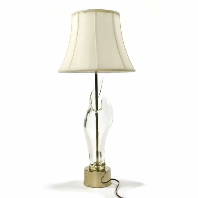 Mid-Century Modern Italian Mid-Century Modern Sculptural Clear Murano Glass Table Lamp For Sale - Image 3 of 10