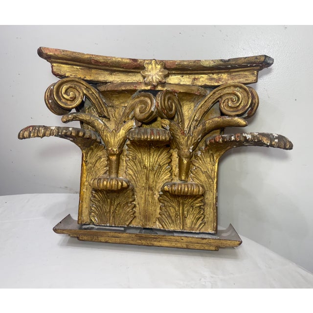 Large Antique 1700's Gilt Wood Corinthian Piller Architectural Salvage Sculpture For Sale - Image 4 of 15