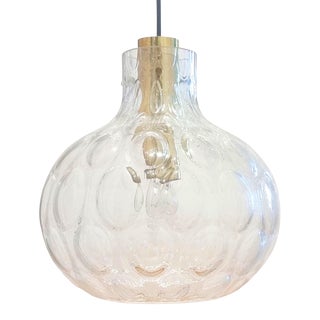 Large Mid-Century Bubble Glass & Brass Ceiling Lamp or Pendant by Helena Tynell for Limburg, Germany, 1960s For Sale