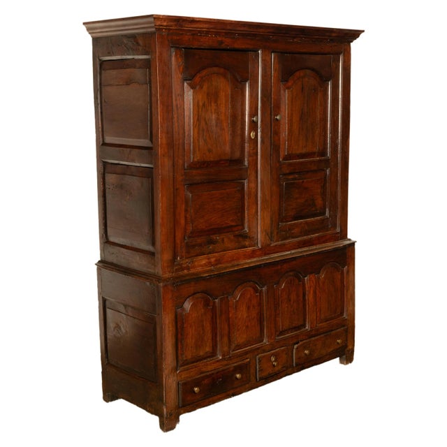 A good Mid 18th century antique Georgian Welsh oak country press, housekeeper's cupboard, circa 1750. This very handsome...