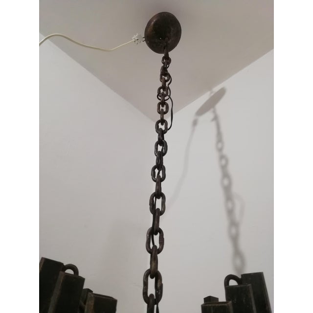 Blue Iron and Glass Ceiling Lamp, Italy, 1960s For Sale - Image 8 of 9