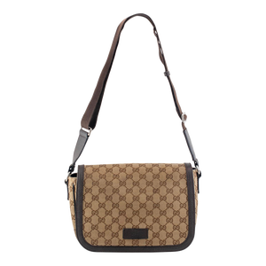 Gucci Monogram Gg Canvas 807401990 Brown & Beige Flap Cross Body Messenger Bag