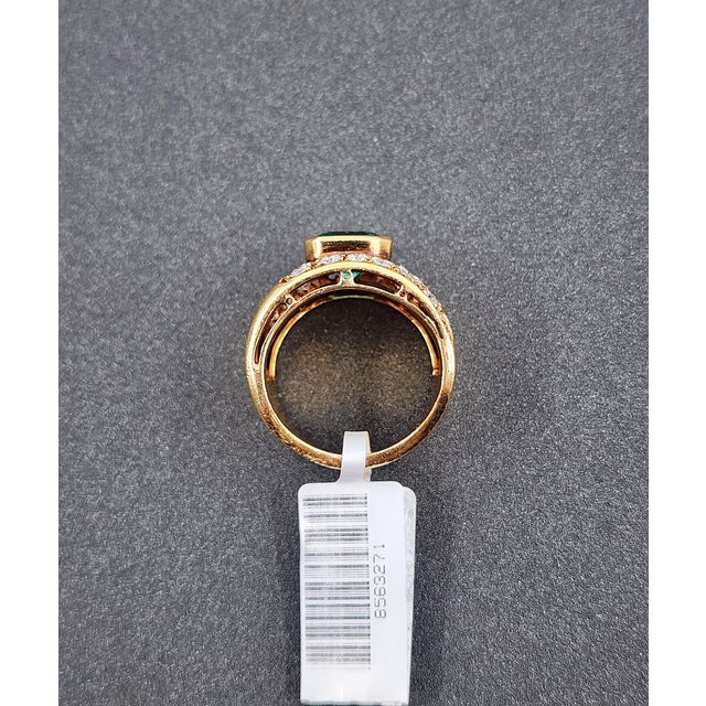 Early 21st Century 6.15 Ct Natural Emerald & Diamond Ring Size 6.5 For Sale - Image 5 of 8