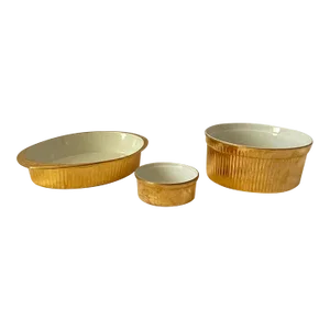 Vintage Aplico Gold Scalloped Bakeware Set, Made in France- 3 Pieces
