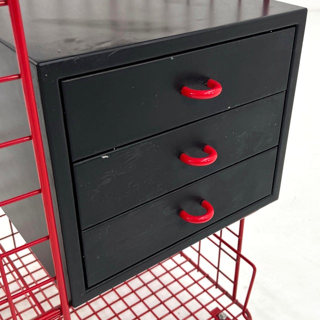 Black Wire Chest of Drawers on Wheels, 1980s For Sale - Image 8 of 10