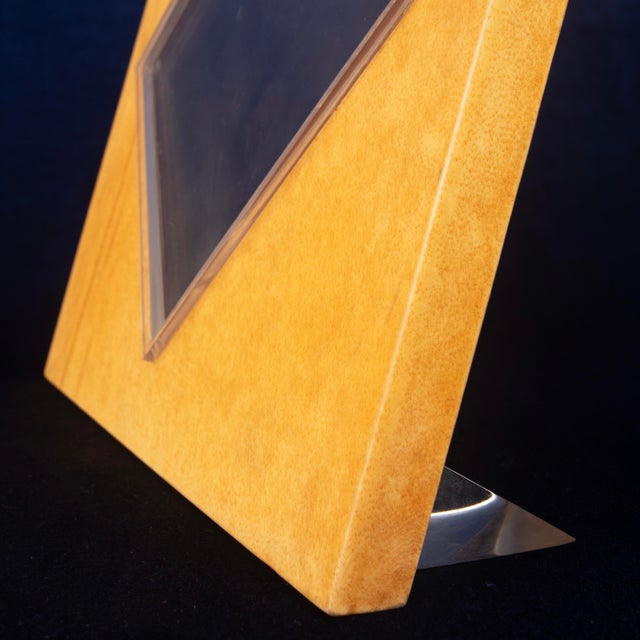 Vintage Natural Parchment and Acrylic Glass Photo Frame by Giorgio Tura for Tura Milano, 1980 For Sale - Image 6 of 17